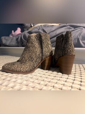 MIA Leopard-Print Suede Ankle Booties - Taupe/Black